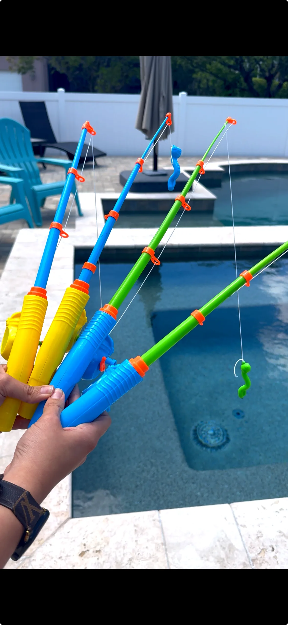 Kids toys by pool